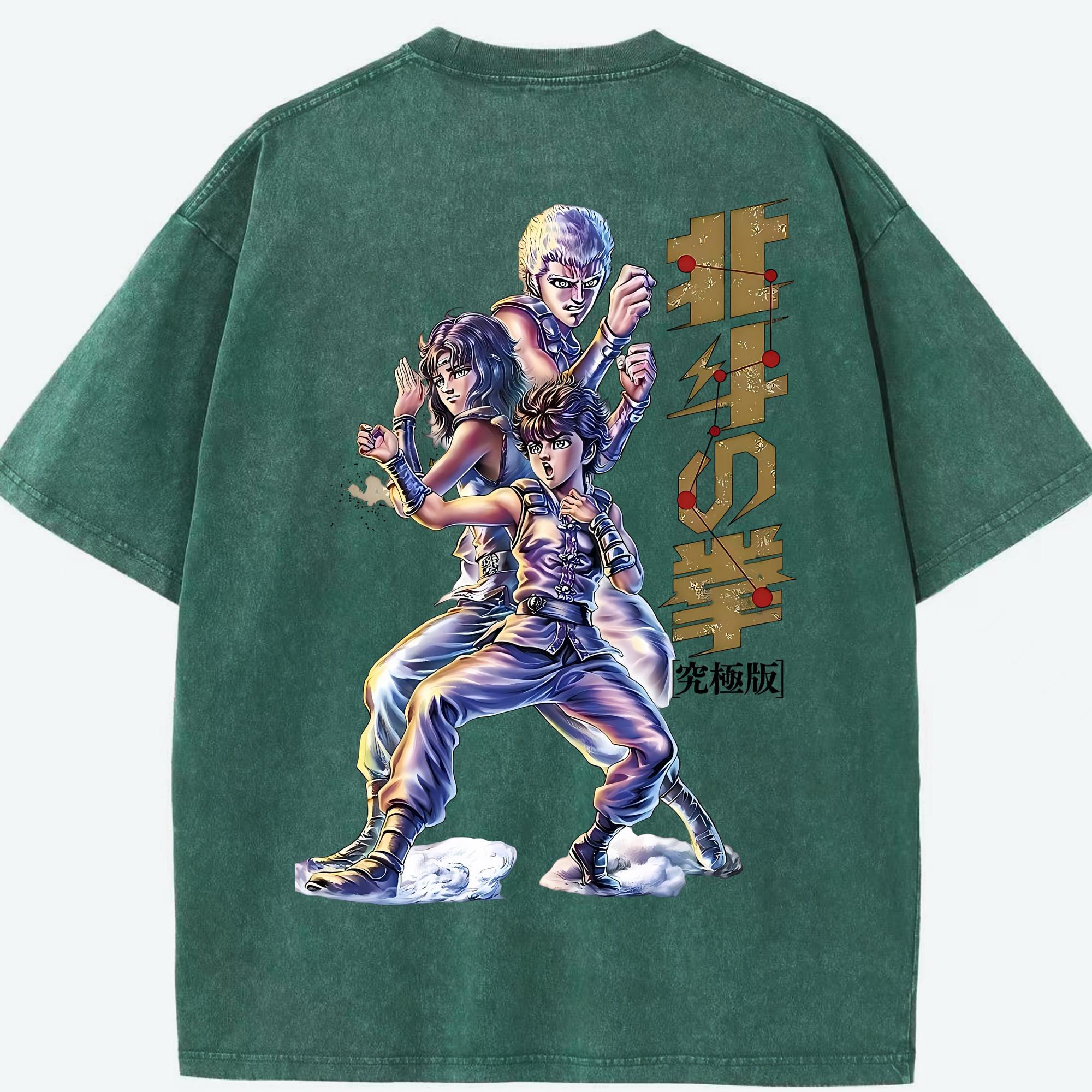 （画像用） 北斗の拳 Fist of the North Star 綿100% ヴィンテージ風 半袖Tシャツ（背面プリント）